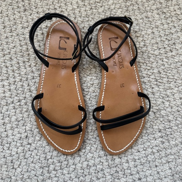 K.Jacques Custom Black Leather Sandals - Picture 1 of 3